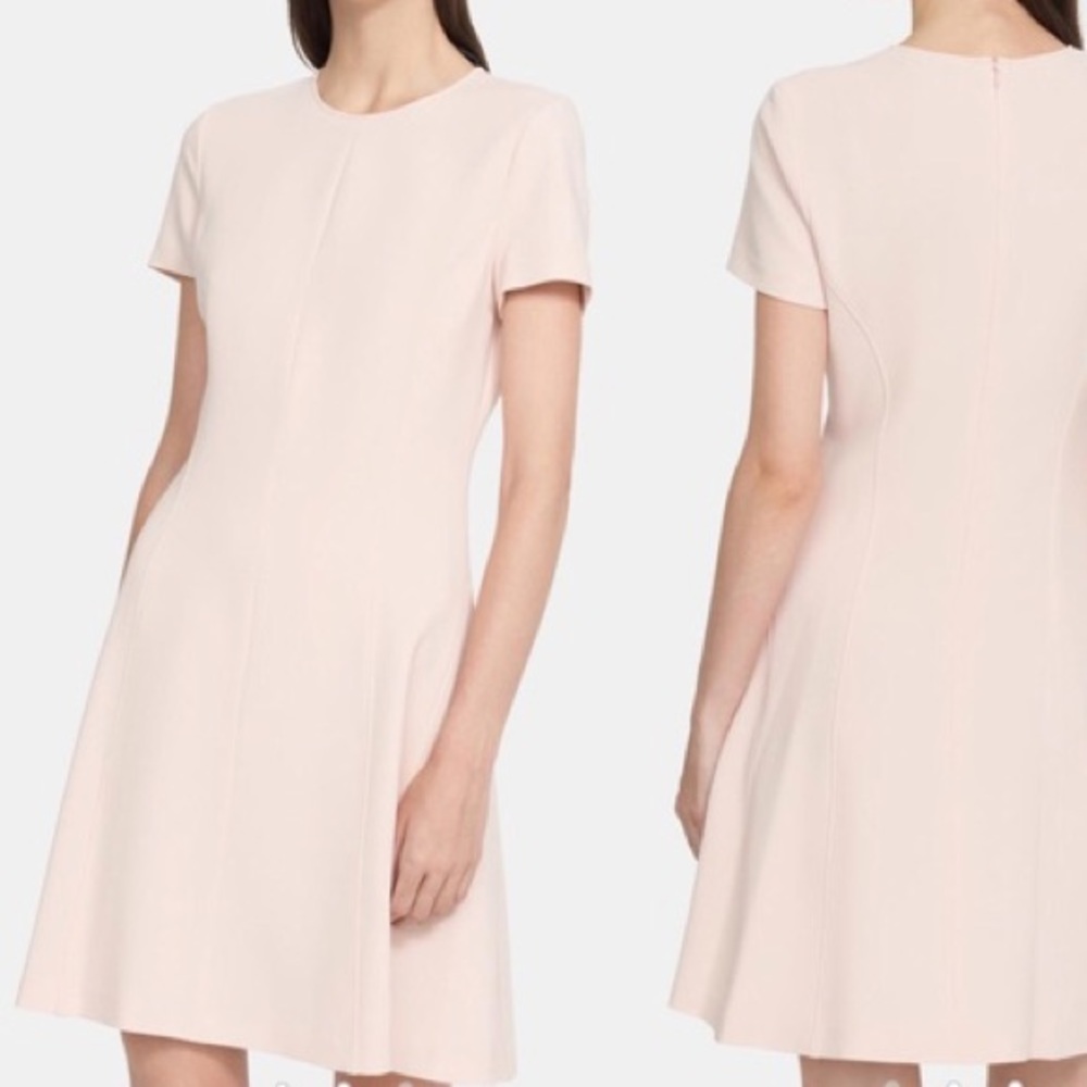 Theory Blush Sheer Pink Shift Dress Size 12. O